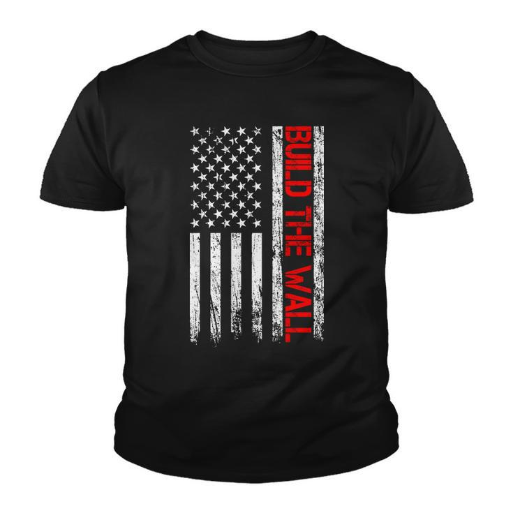 Build The Wall Distressed Flag Youth T-shirt