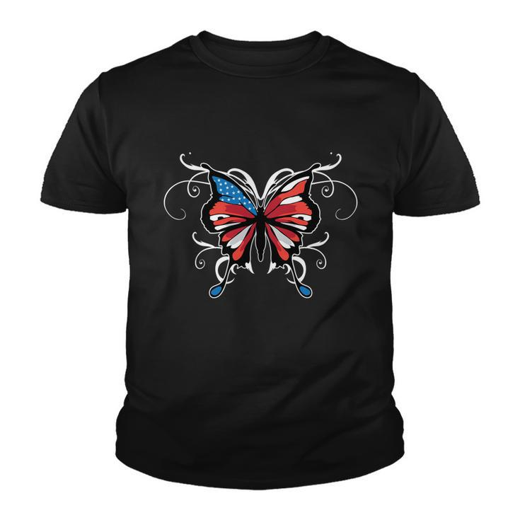 Butterfly Usa Flag Cute 4Th Of July Funny American Girl Gift Cool Gift Youth T-shirt