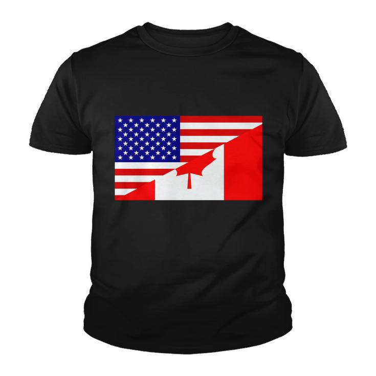 Canadian American Usa Flag Youth T-shirt