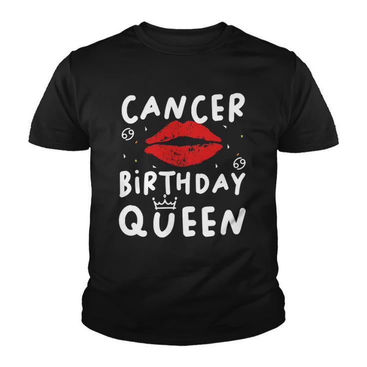 Cancer Birthday Queen Red Lips Youth T-shirt