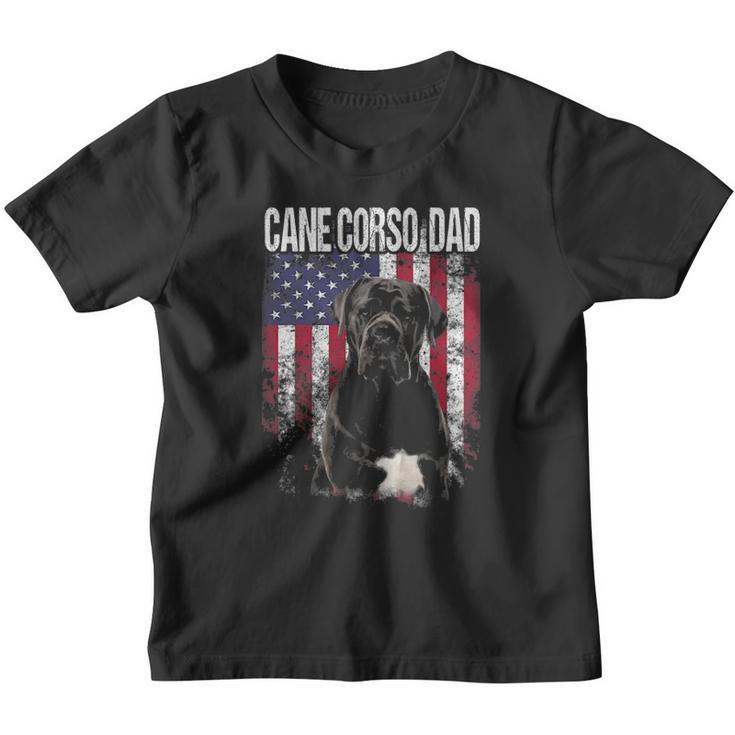 Cane Corso Dad With Proud American Flag Dog Lover Gifts Youth T-shirt