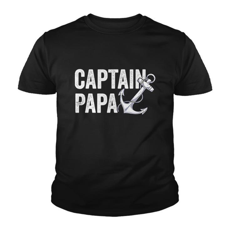 Captain Papa Pontoon Lake Sailor Fuuny Fishing Boating Youth T-shirt