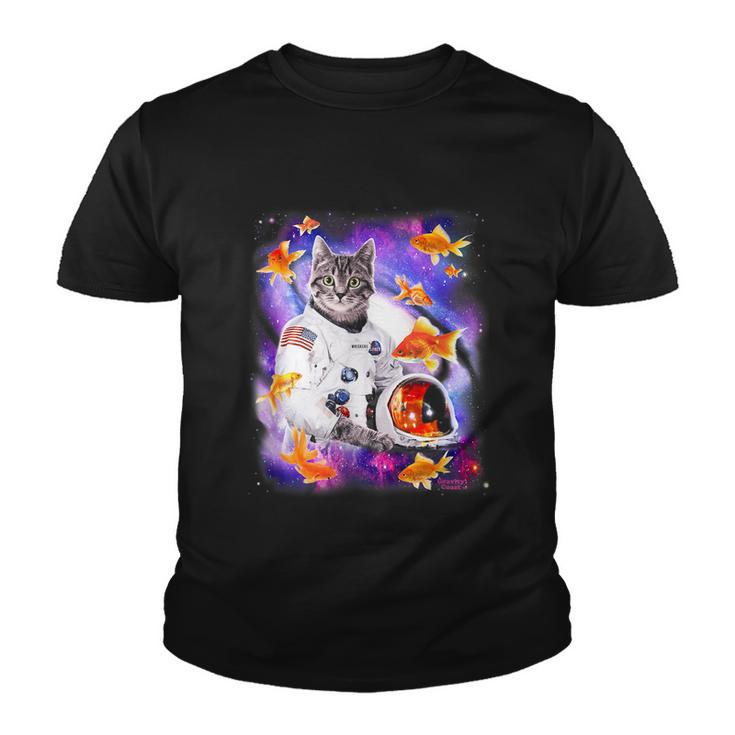Cat Astronaut In Cosmic Space Funny Shirts For Weird People Youth T-shirt