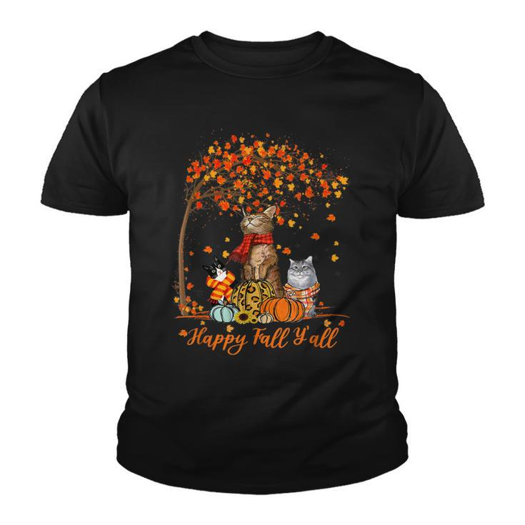 Cat It’S Fall Y’All Pumpkin Autumn Halloween Cat Fall Autumn  Youth T-shirt - Thegiftio