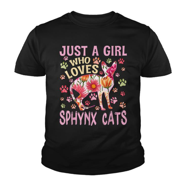 Cat Lover Just A Girl Who Loves Sphynx Cats Funny Youth T-shirt