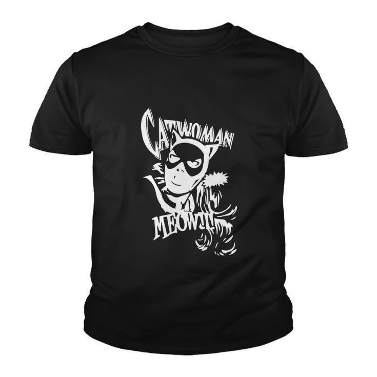 Catwoman Meow Comic Funny Youth T-shirt