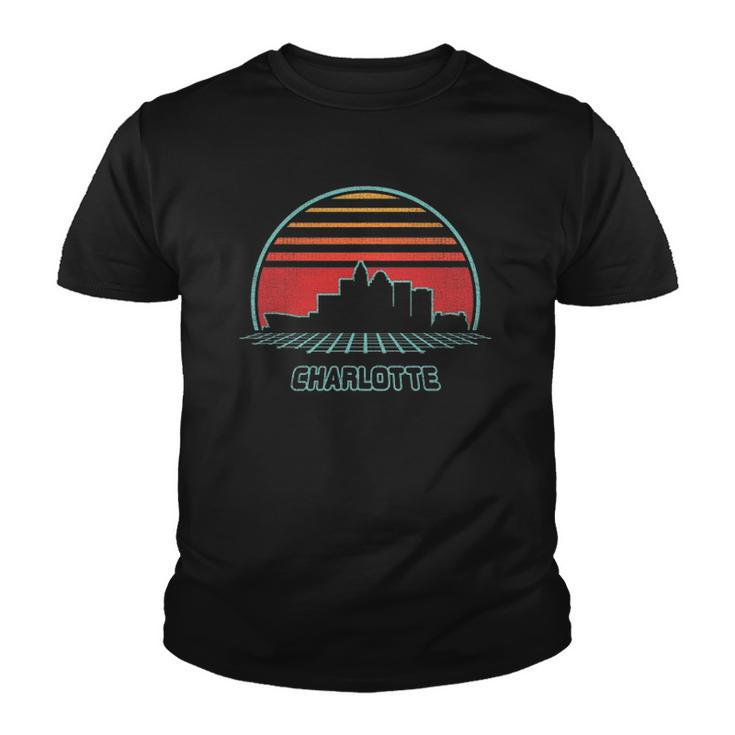 Charlotte City Skyline Retro 80S Style Souvenir Gift Youth T-shirt