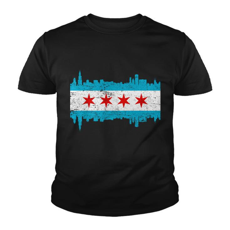 Chicago City Skyline Flag Vintage Youth T-shirt