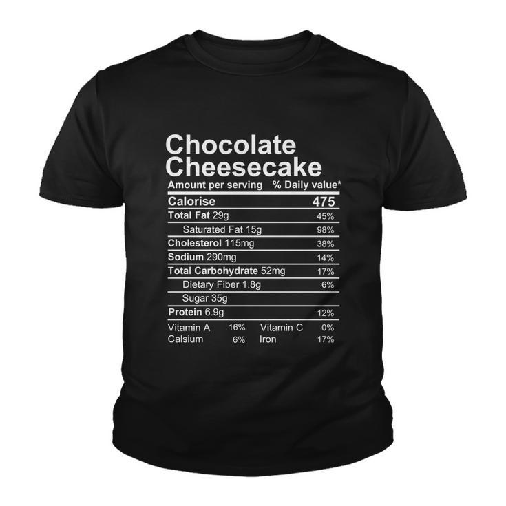 Chocolate Cheesecake Nutrition Facts Label Youth T-shirt