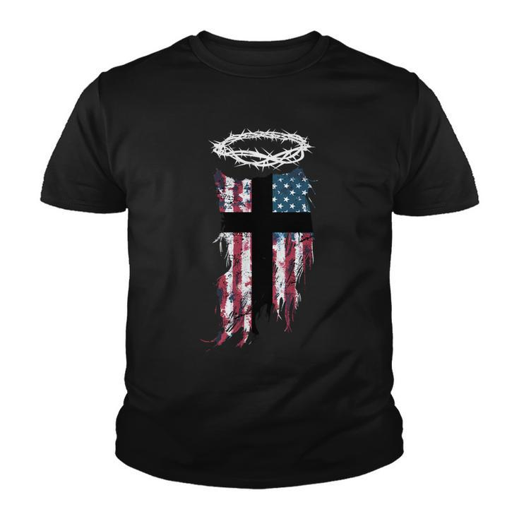 Christian Patriotic Usa Flag Tshirt Youth T-shirt