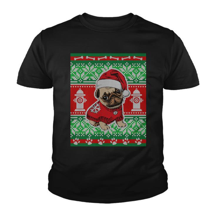 Christmas Cute Pug Ugly Sweater Youth T-shirt