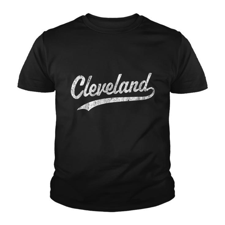 Cleveland Oh Vintage Baseball Sports Script Youth T-shirt