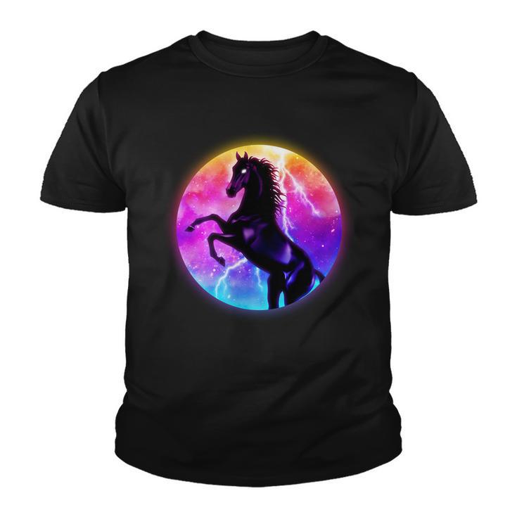 Colorful Retro 80S Eighties Lightning Galaxy Horse Youth T-shirt