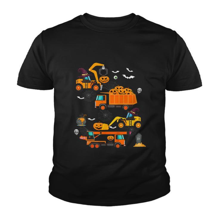 Construction Vehicle Halloween Crane Truck Pumpkin Boys Graphic Design Printed Casual Daily Basic Youth T-shirt