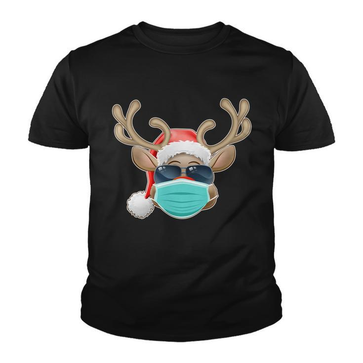Cool Christmas Rudolph Red Nose Reindeer Mask 2020 Quarantined Graphic Design Printed Casual Daily Basic Youth T-shirt