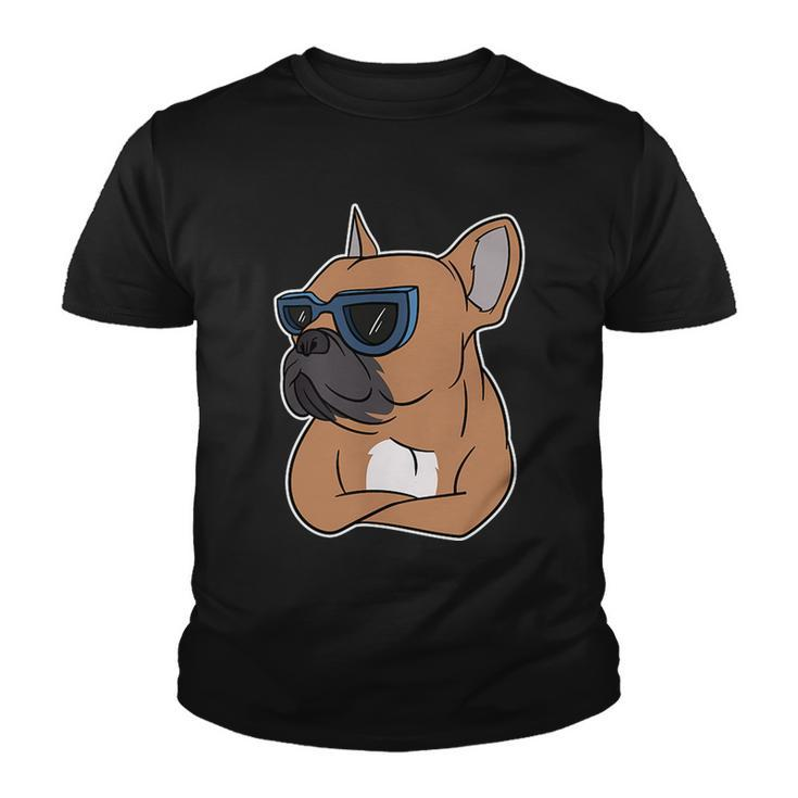 Cool French Bulldog Sunglasses Youth T-shirt