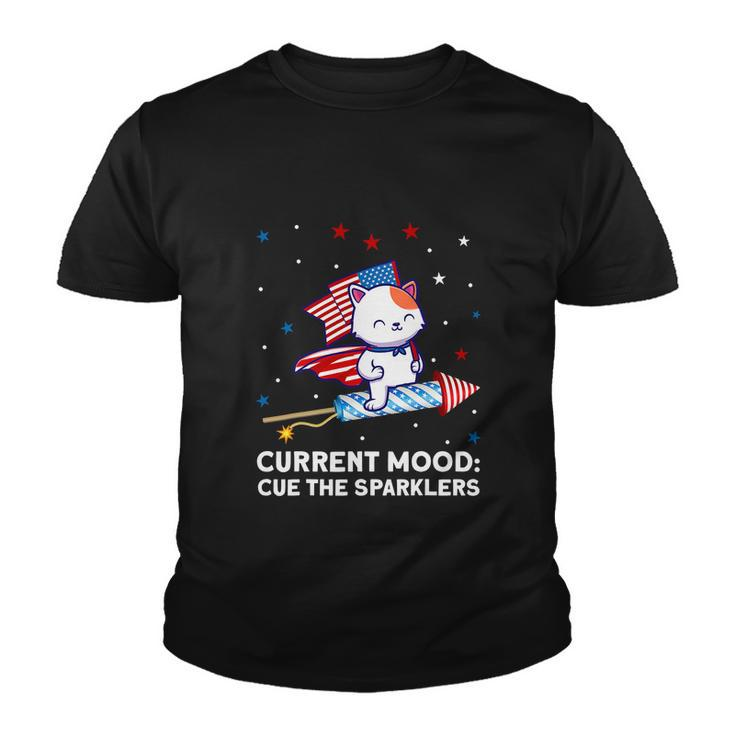Current Mood Cue The Sparklers 4Th Of July Youth T-shirt