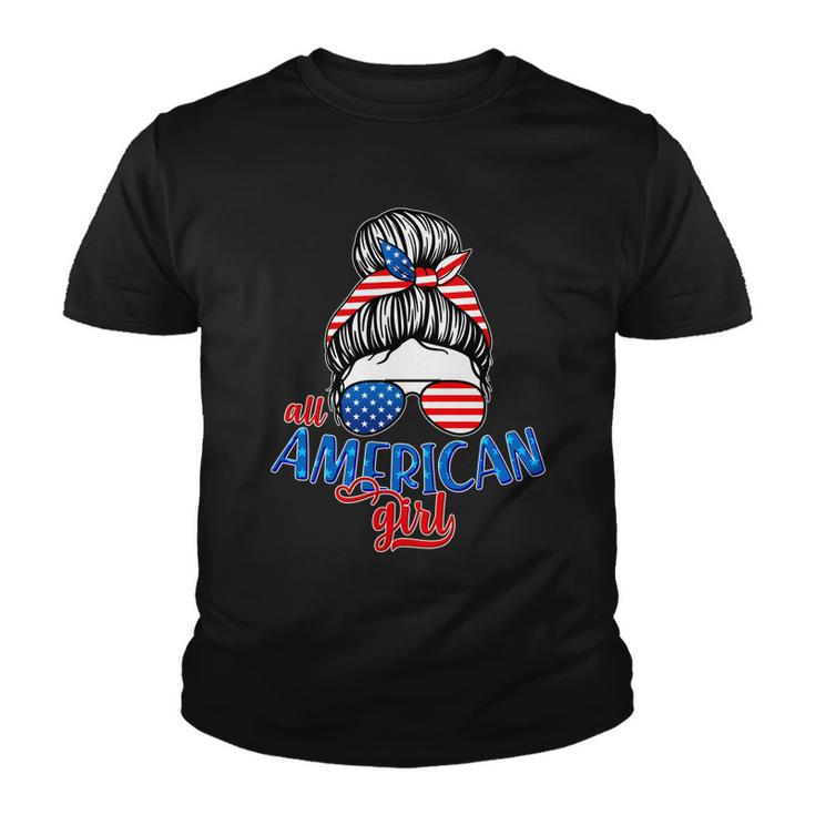Cute All American Girl Usa Flag Youth T-shirt