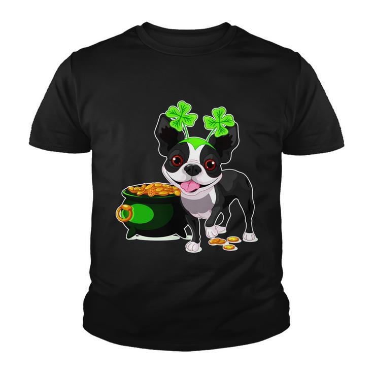 Cute Boston Terrier Shamrock St Patricks Day Youth T-shirt