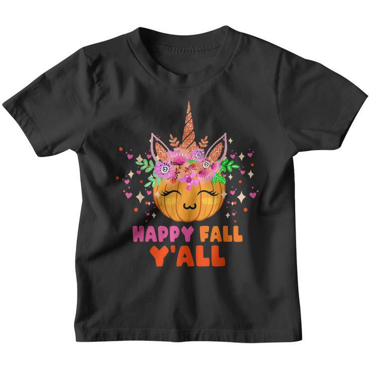 Cute Halloween Unicorn Pumpkin Autumn Fall Leaves Unicorn  Youth T-shirt