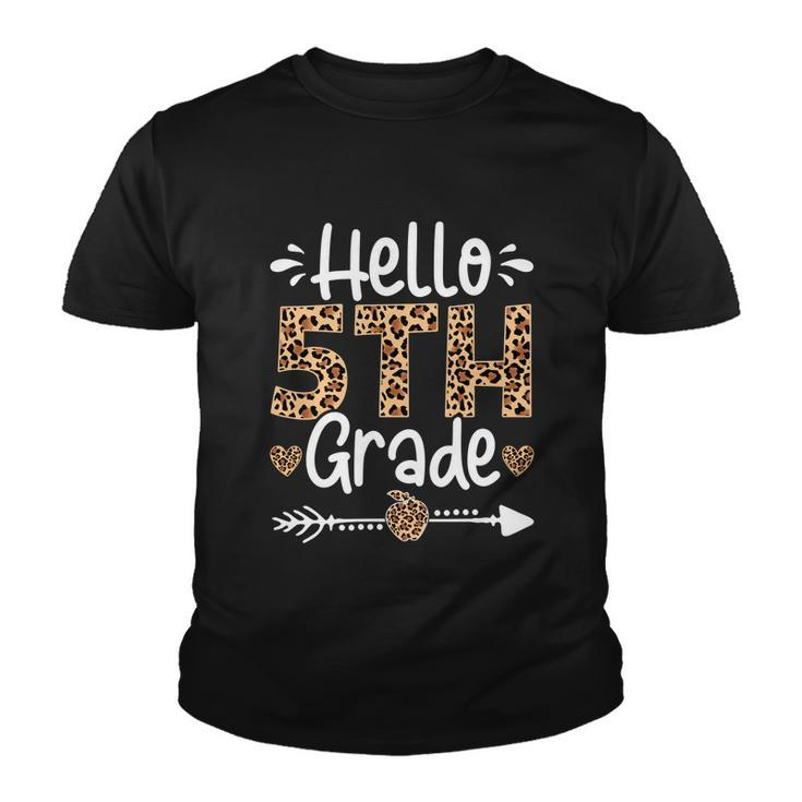 Cute Hello Fifth Grade Leopard Happy Last Day Of School Cool Gift Youth T-shirt