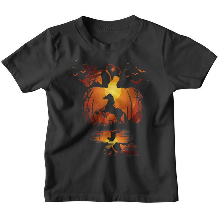 Cute Horse In The Pumpkin Funny Halloween Autumn Happy Fall Youth T-shirt