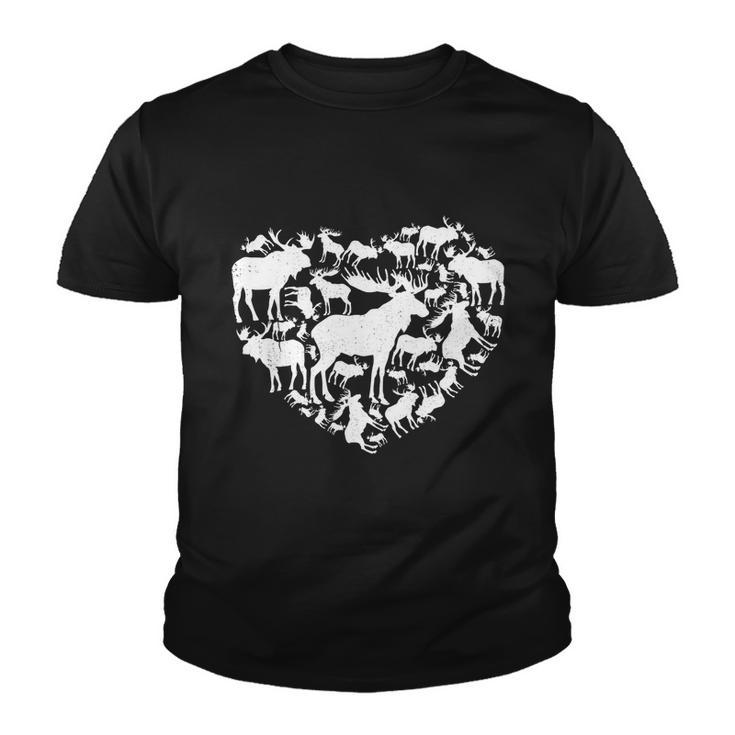 Cute Valentines Day Couple Heart Moose Animals Lover Gift Youth T-shirt
