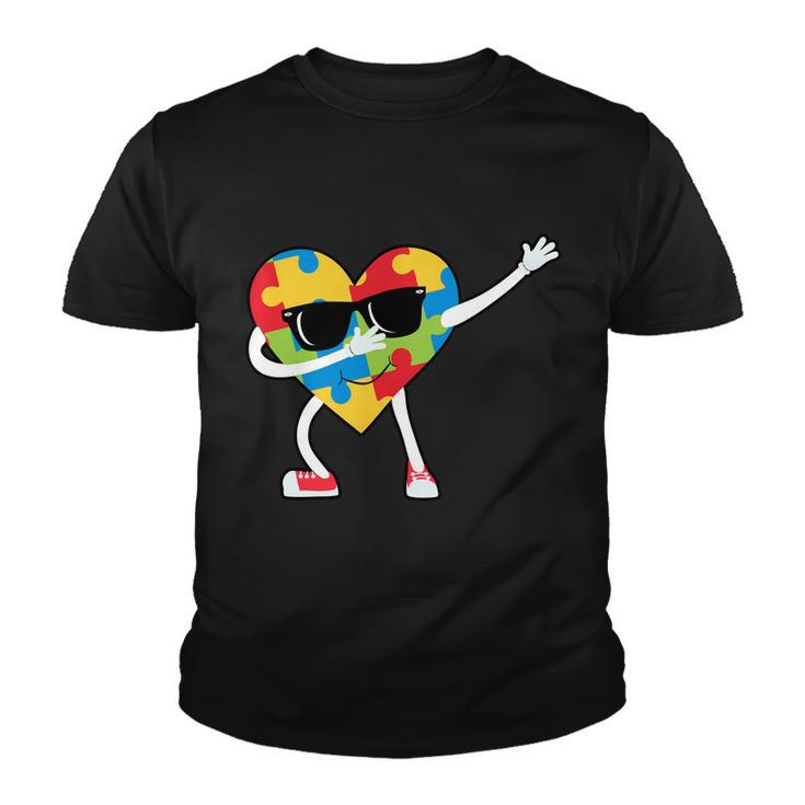 Dabbing Autism Awareness Puzzle Piece Heart Tshirt Youth T-shirt