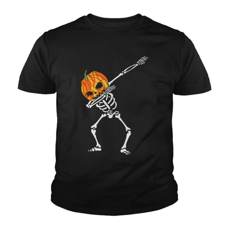 Dabbing Skeleton Pumpkin Head - Halloween Dancing Skeleton  Youth T-shirt