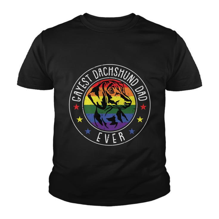 Dachshund Dad Lgbtgreat Giftq Gay Pride Flag Doxie Dog Lover Ally Great Gift Youth T-shirt