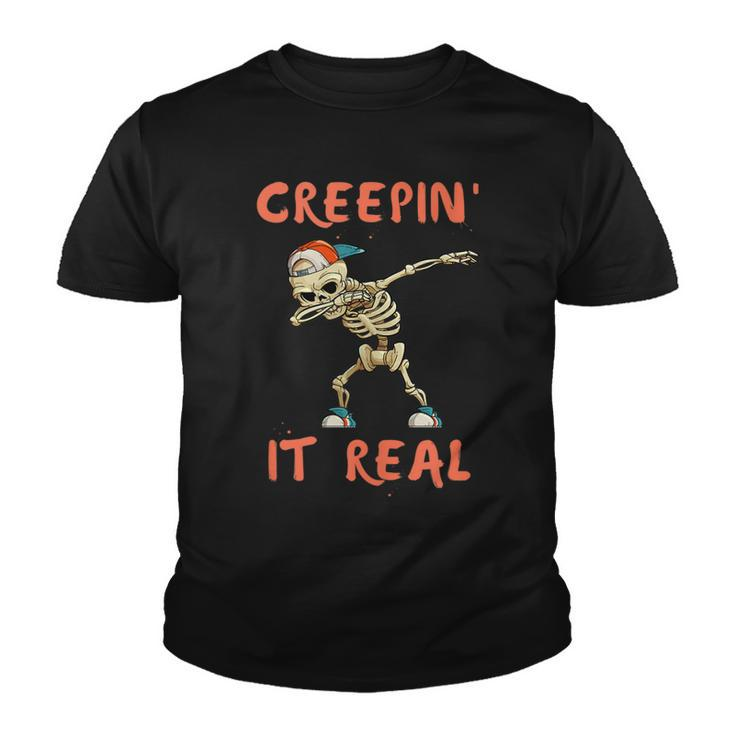 Dancing Skeleton And Dab Press For Halloween  Youth T-shirt