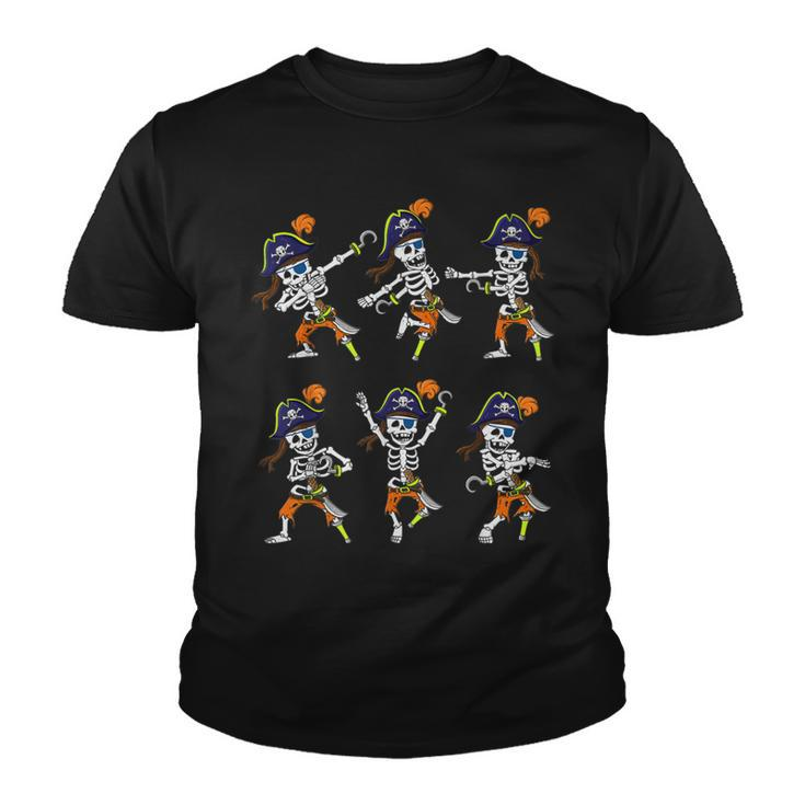 Dancing Skeleton Pirates Dance Challenge Halloween Boys Kids   Youth T-shirt