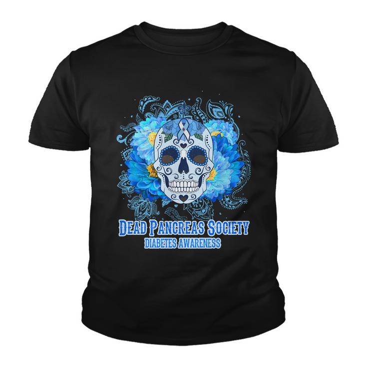 Dead Pancreas Society Diabetes Awareness Sugar Skull Youth T-shirt