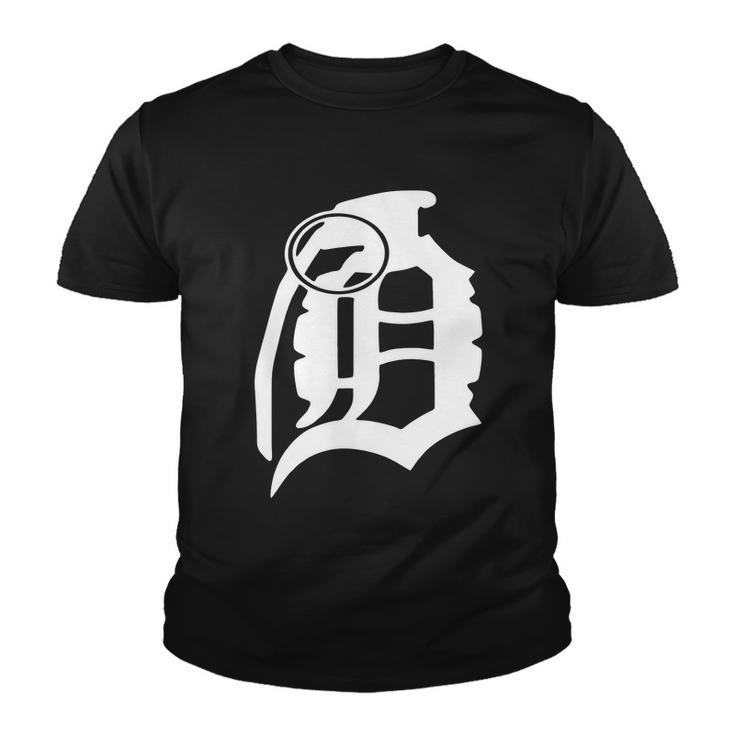 Detroit English D Grenade Michigan Logo Tshirt Youth T-shirt