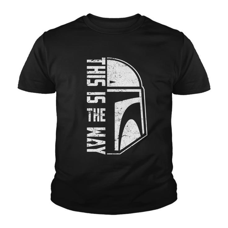 Distressed This Is The Way Helmet Tshirt Youth T-shirt