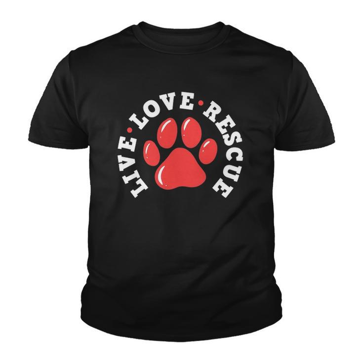 Dog Rescue Adopt Dog Paw Print Youth T-shirt