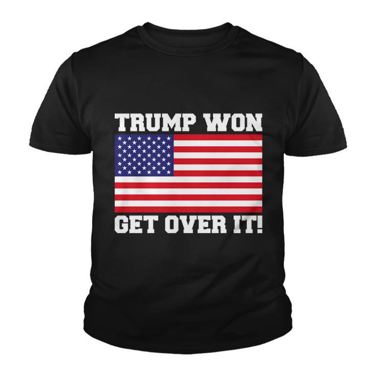 Donald Trump Won Get Over It Usa Flag 45Th President Youth T-shirt