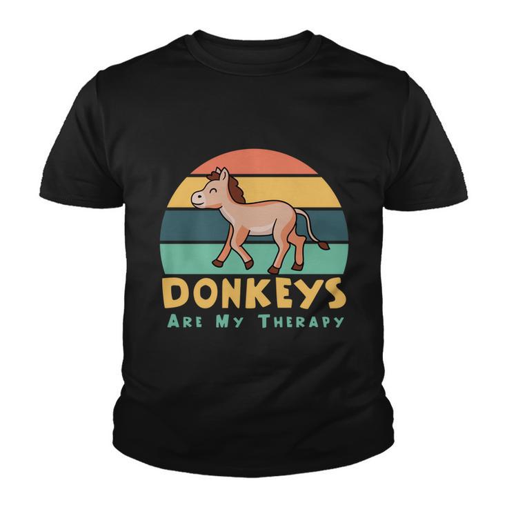 Donkeys As Therapy Funny Mule Farm Animal Gift Youth T-shirt