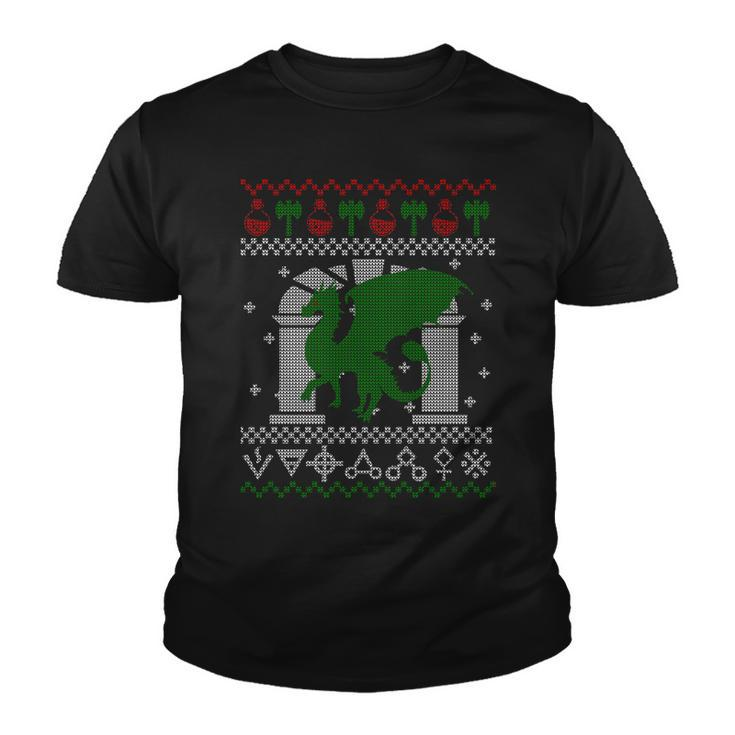 Dragon Dnd Ugly Christmas Sweater Youth T-shirt