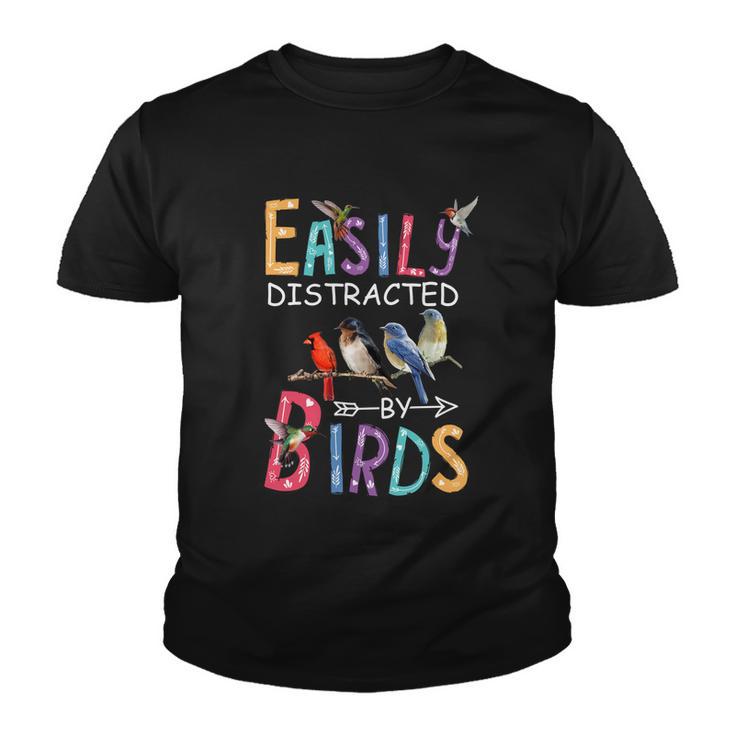 Easily Distracted By Birds Gift Funny Bird Gift V2 Youth T-shirt