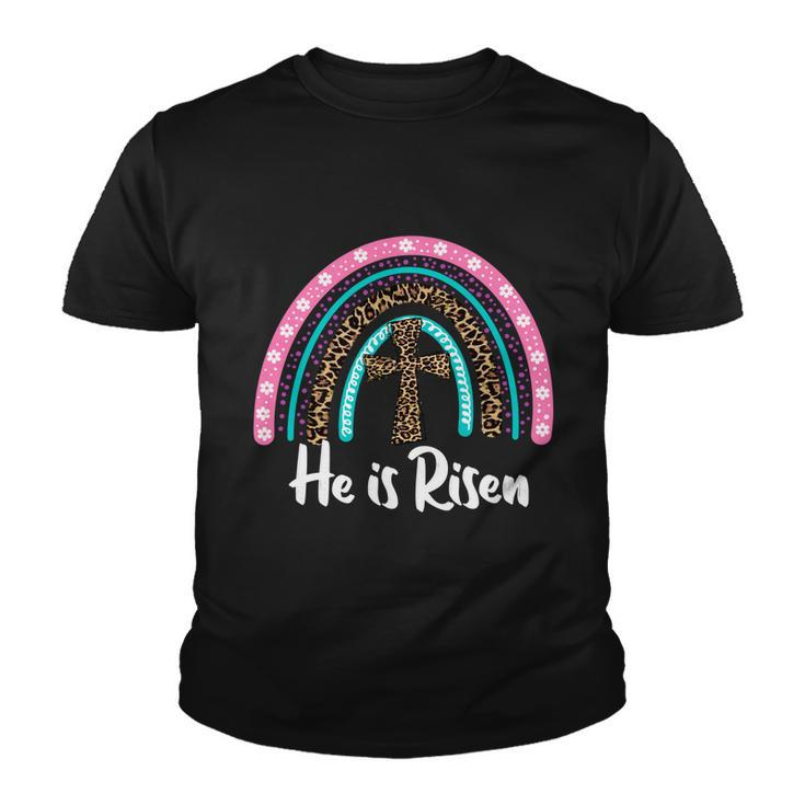 Easter For Christian Teen Girls Mom He Is Risen Leopard Gift Youth T-shirt