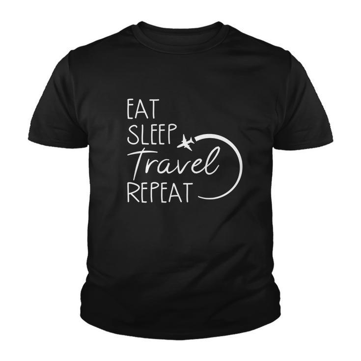 Eat Sleep Travel Repeat Vacation Youth T-shirt