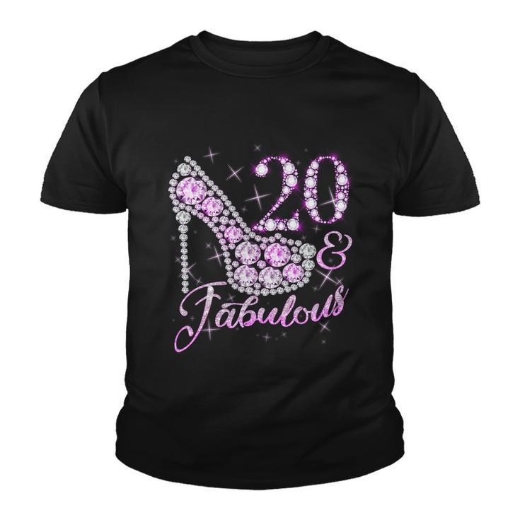 Fabulous & 20 Sparkly Shiny Heel 20Th Birthday Youth T-shirt