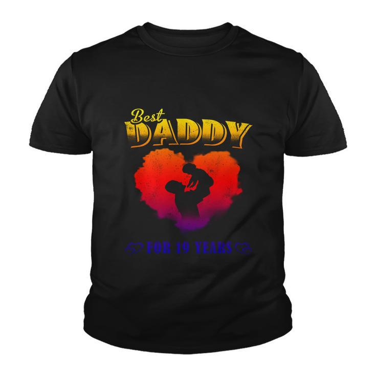 Father Baby Best Dad Daddy For 19 Years Happy Fathers Day Gift Graphic Design Printed Casual Daily Basic Youth T-shirt