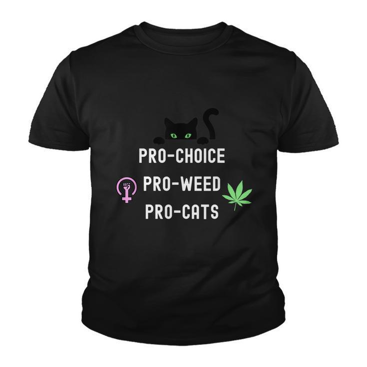 Feminism And 420 Funny Pro Choice Pro Cats Pro Weed Feminist Youth T-shirt