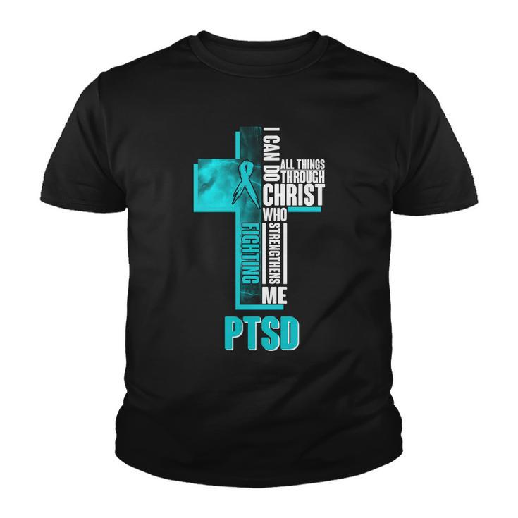 Fighting Ptsd Awareness Cross Youth T-shirt