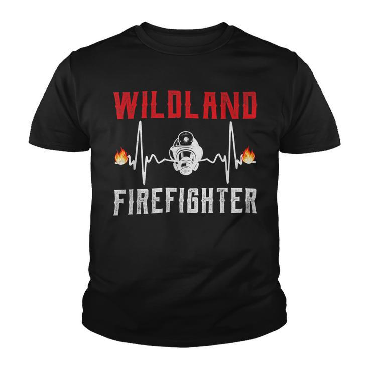 Firefighter Wildland Firefighter Fire Rescue Department Heartbeat Line V3 Youth T-shirt