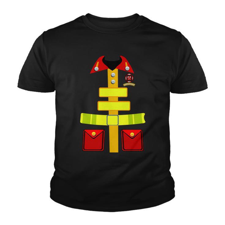 Fireman Costume Firefighter Halloween Uniform Tshirt Youth T-shirt