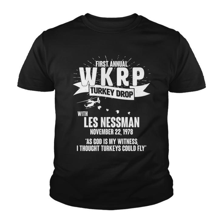 First Annual Wkrp Turkey Drop With Les Nessman Youth T-shirt