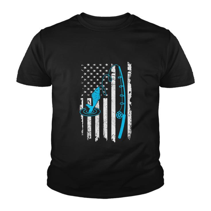 Fishing American Flag Fishing Funny Vintage Youth T-shirt